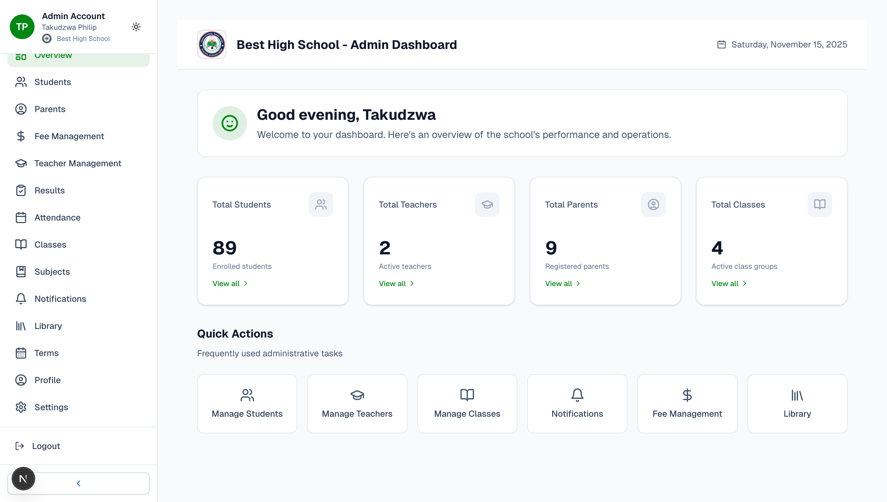 My School Flow Admin Dashboard